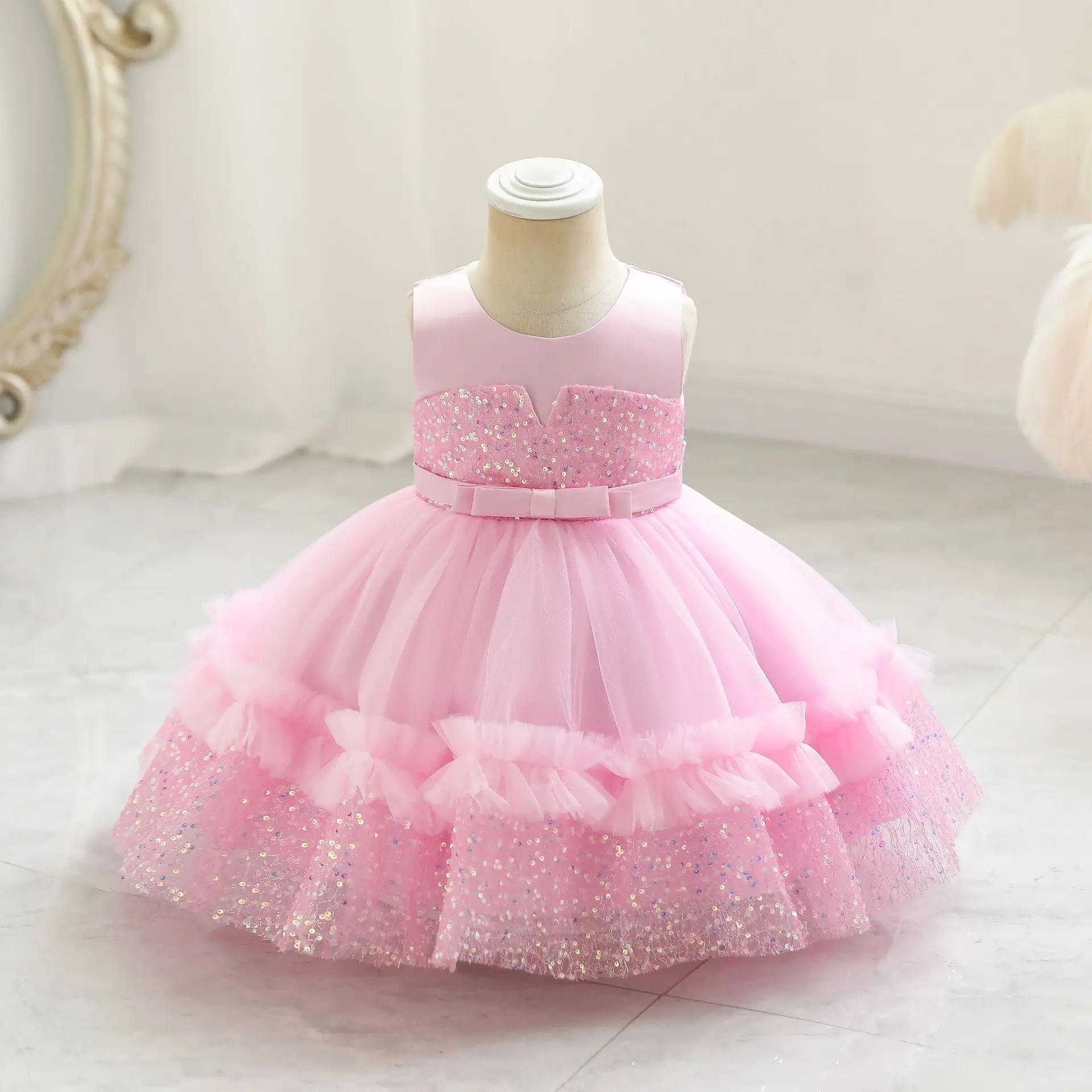 New Baby Girl Princess Dress Sequined Newborn Dresses For Toddler Infant 1 Year Birthday Party Clothes Christening Gown 9M-4Y