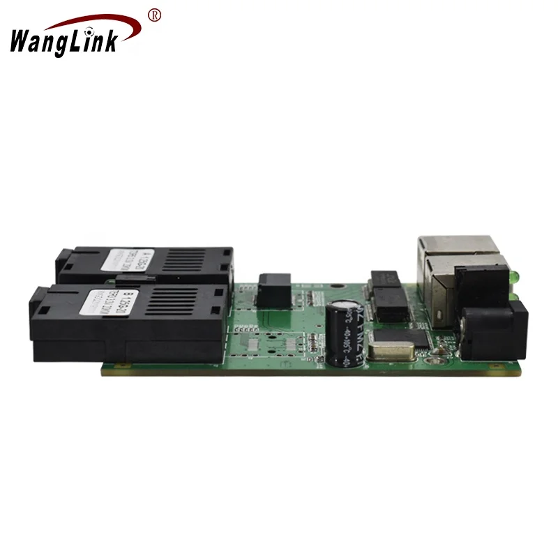 Wanglink Gigabit Media Converter Single Mode 2 RJ45 UTP and 2 SC fiber Port 3KM PCBA