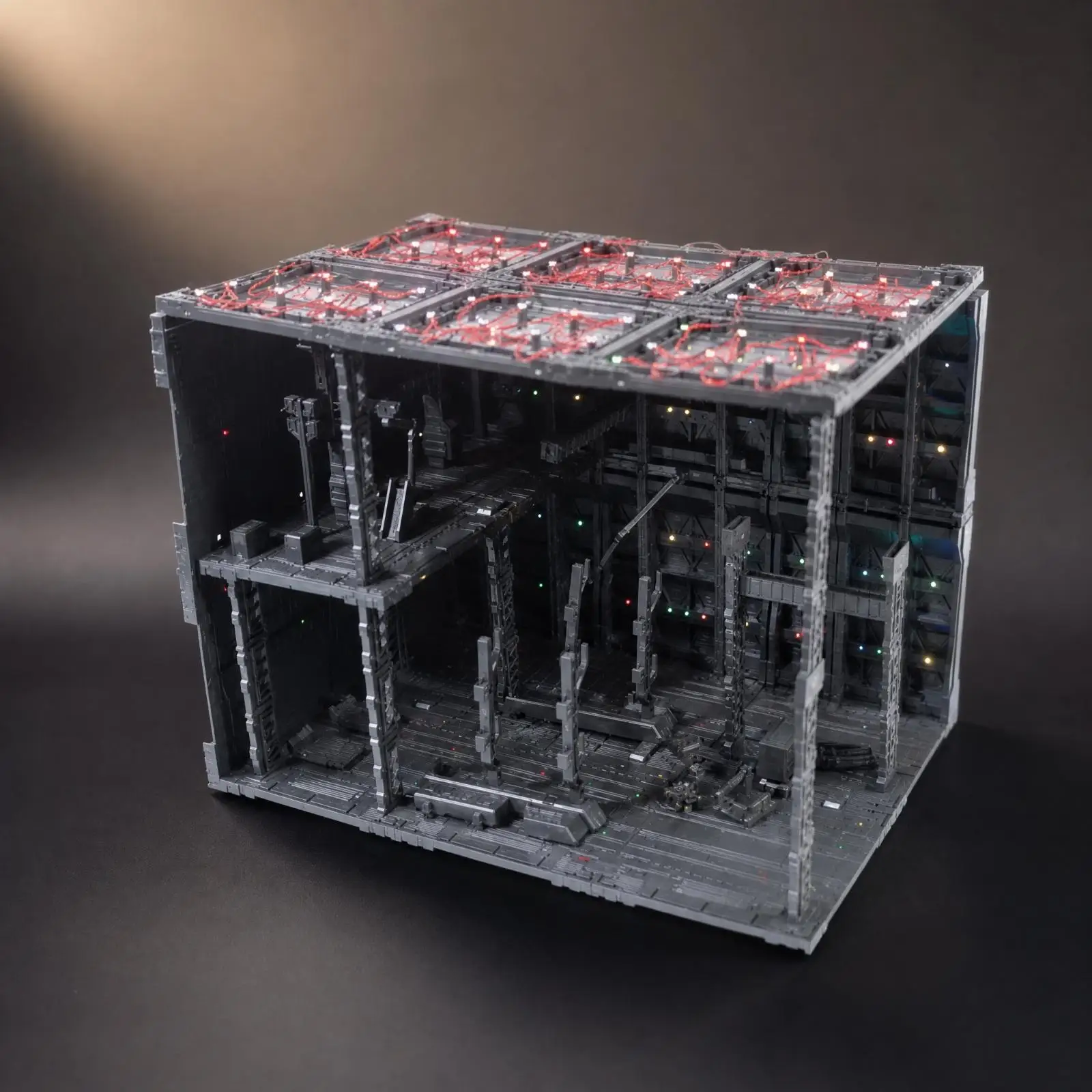 Industrial-Style Model Figure Display Diorama Multi-Color DIY Assembly Display Scene with LED Lighting for Mecha Collectors