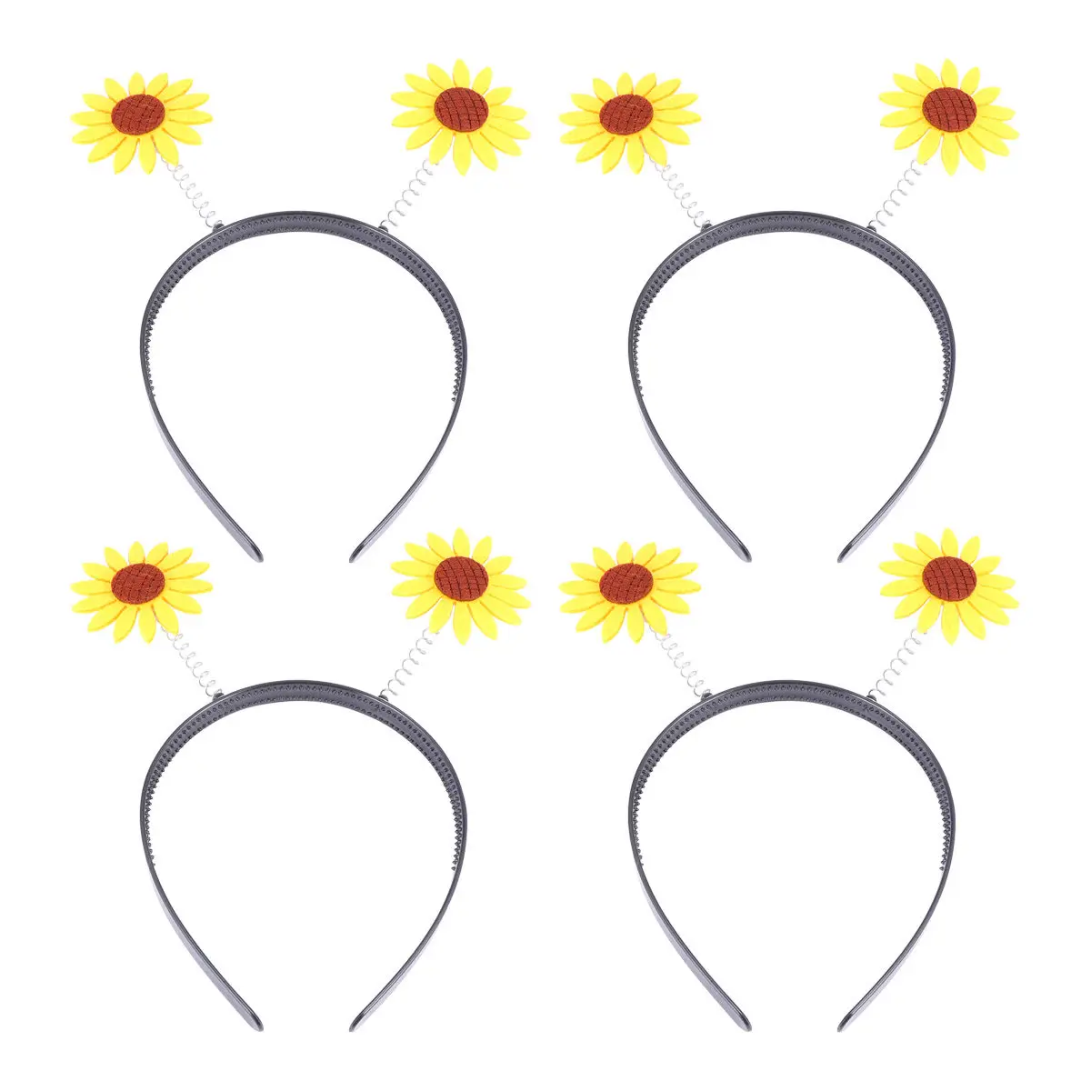 4Pcs Sunflower Hair Hoop Set Premium Fake Sunflower Decorated Cute Adorable Party Headband for Birthday Halloween Christmas