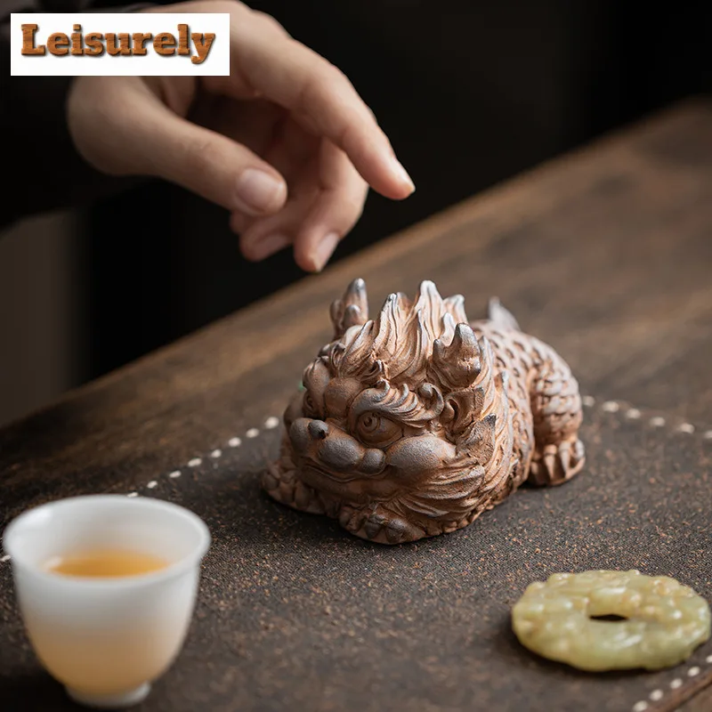 قديم روك الطين لطيف فورتشن كيلين الشاي الحيوانات الأليفة خمر الزهرية المناظر الطبيعية الشاي تمثال اللعب الشاي تمثال الحلي لوازم الحرفية