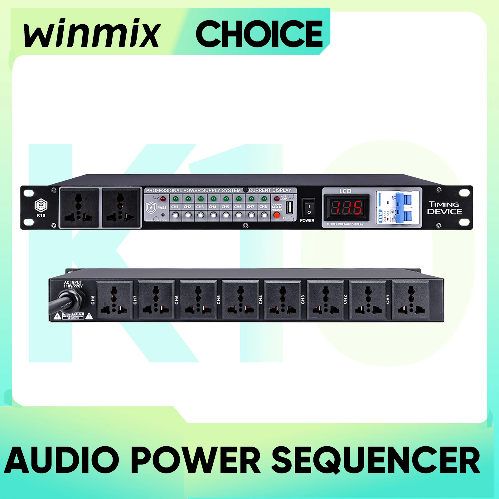 Professional Power Sequencer 8-way Sequence Controller High Power Manager Socket Stage Computer Central,Stage PC Controller