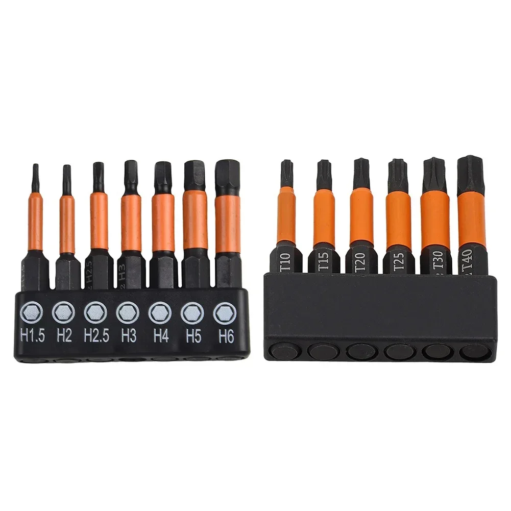 

13pcs 50mm Magnetic Hex Head Wrench Drill Bit Set Screwdriver Bits 1/4 Hex Shank For T10-T40 H1.5-H6 Drive Drill Bit Hand Tool