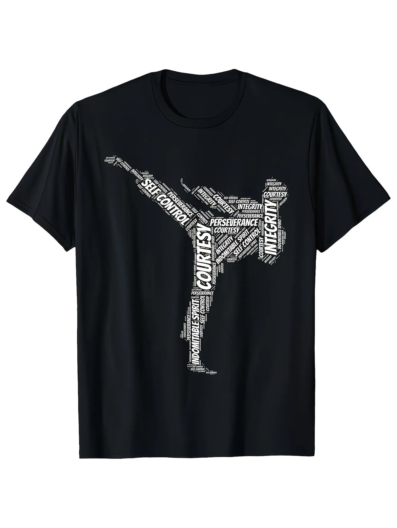 Taekwondo Fighter 5 Principles of TKD Martial Arts T-Shirt Comfortable Graphic Tee for Year-Round Outdoor Activities Same Style 226 Summer Shirt Sleeved Printed T-Shirt 18G