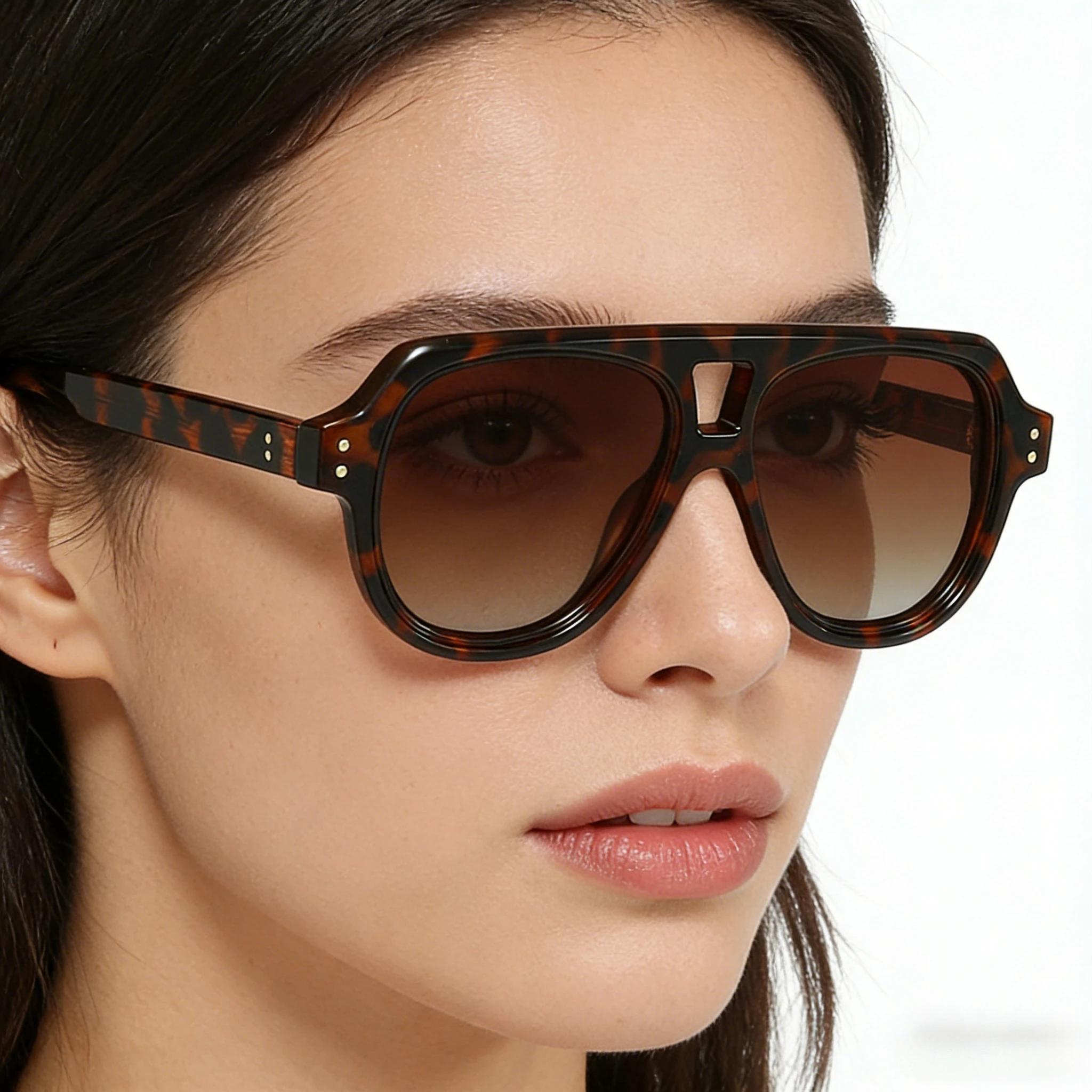 

Унисекс поляризованные солнцезащитные очки с двойной оправой - модные металлические очки-авиаторы с заклепками, защита от УФ400, для вождения