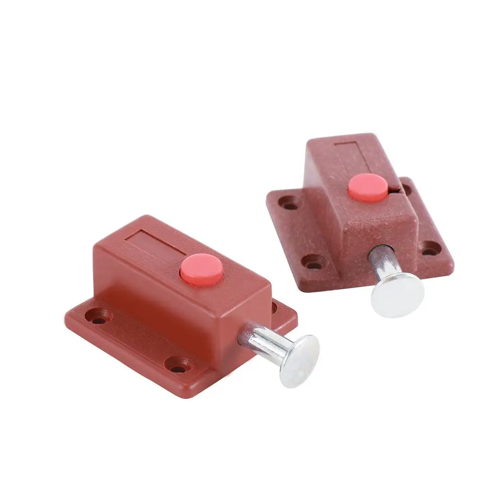 Durable Cabinet Window Accessories Spring Loaded Push Button Door Bolt Lock
