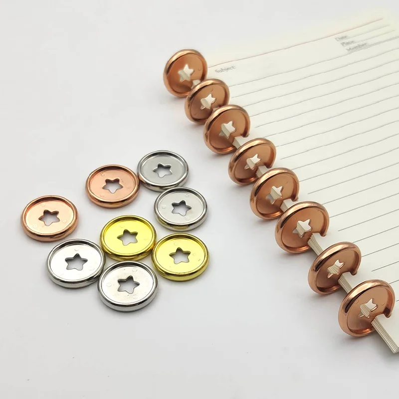 12pcs 26mm Notebook Mushroom Hole Button Plastic Pentagram Disc Star Buckle For Loose Leaf Hand Book Binding Discs Accessories