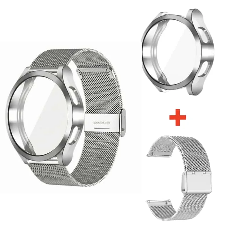 Hülle + Armband für Samsung Galaxy Watch 5 4 6 7 44mm 40mm Schutzabdeckung Edelstahlband für Galaxy Watch 7 6 5 4 40/44mm