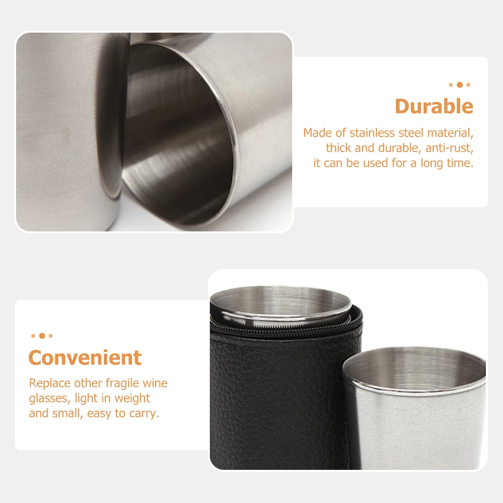 

1 Set Stainless Steel Wine Cups Stackable Rust-Proof Smooth Easy Clean Portable For Camping Picnic Bar Outdoor Multi-Function