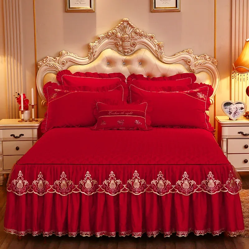 Lace Bed Sheet Sets Home Cute Bed Sheets Queen/King Size Bedspread Cotton Warm Cushion Bed Skirt 1/3 Pcs Bed Sheets