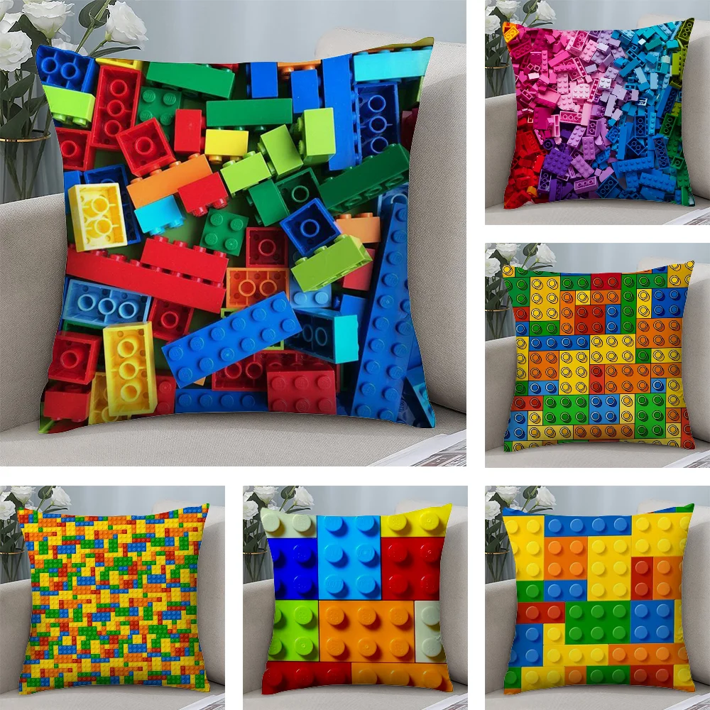 

Building Blocks Deco Pillow Case Short Plush Pillow Covers Sofa Decorative Gift Home Double-sided Printing Cushion Cover