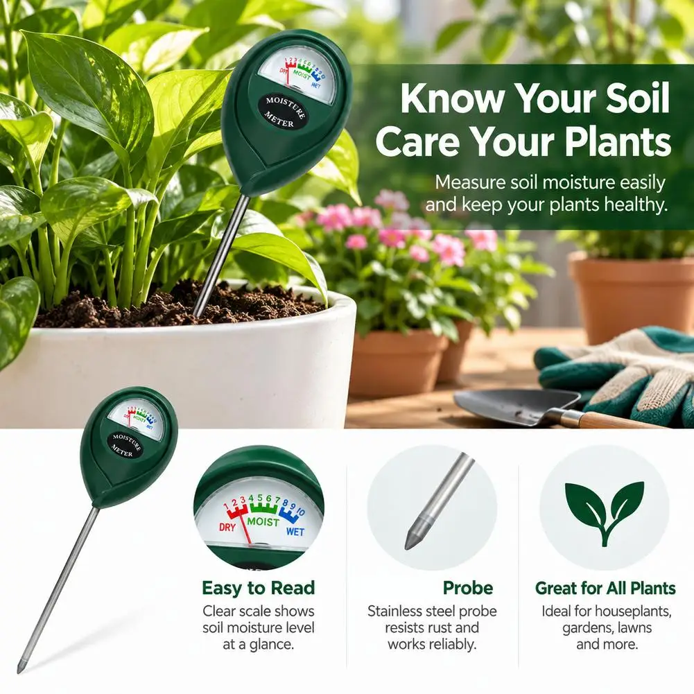 Professional Plant Water Meter Accurate Soil Hygrometer with Analog Display Ideal Gardening Lawn Vegetable Growing Tool 2026 New