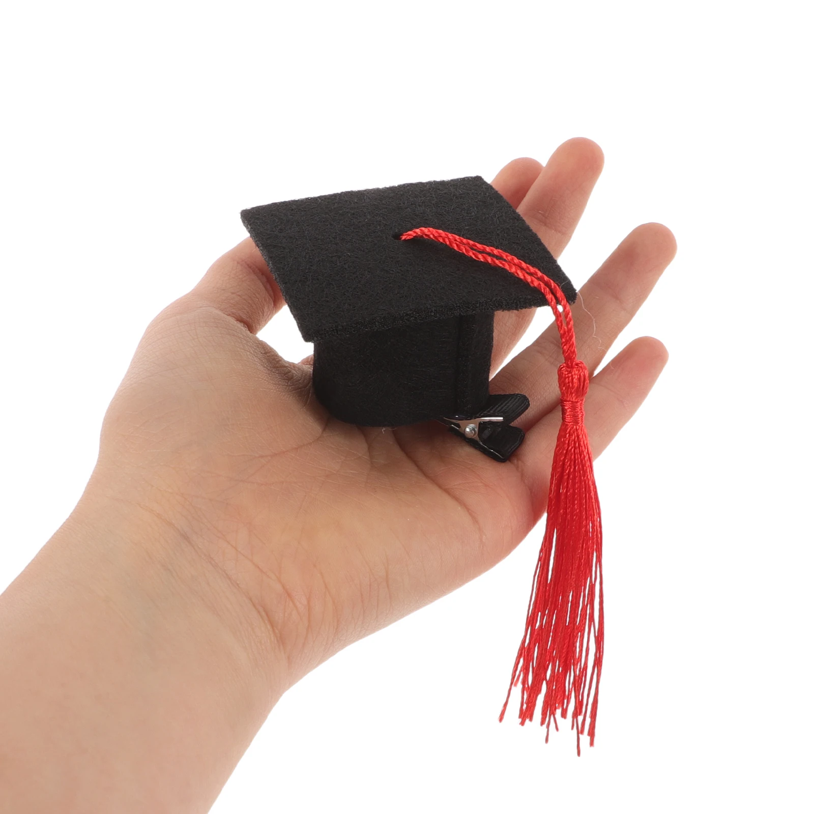 

6pcs Mini Graduation Hat Hair Clips Cute Bachelor's Cap Party Accessories Decor for Graduation Durable Fabric Alloy Design Hair