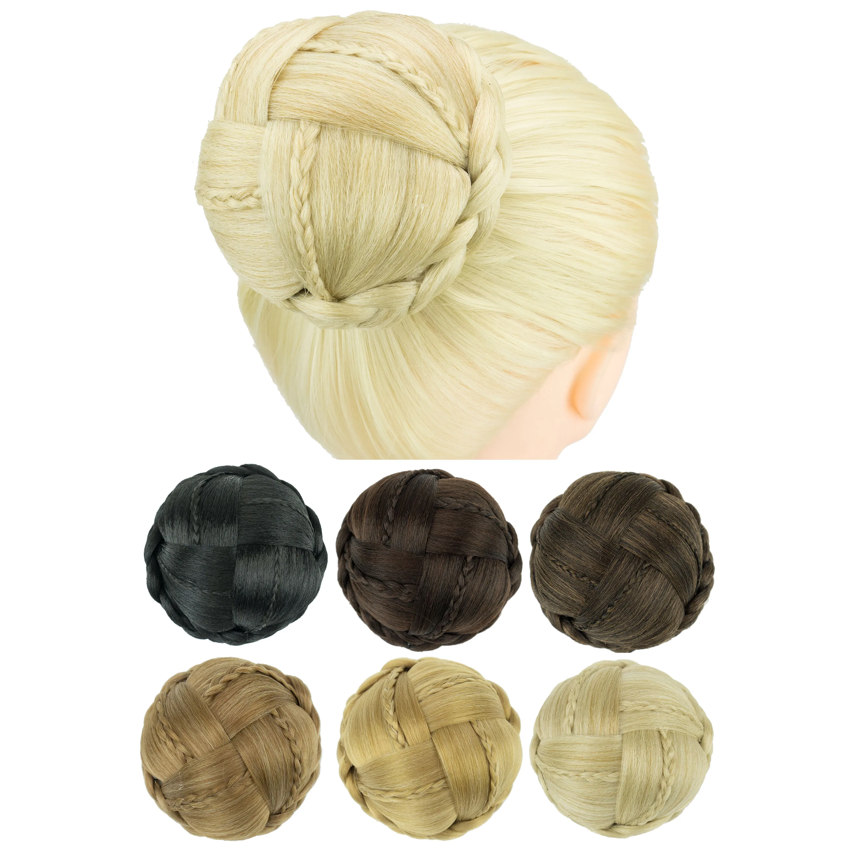 

Soowee Synthetic Hair Braided Chignon Dancer Hair Cover Donut Hairpieces Scrunchies Women Hair Buns Wig Updo for Wedding Party