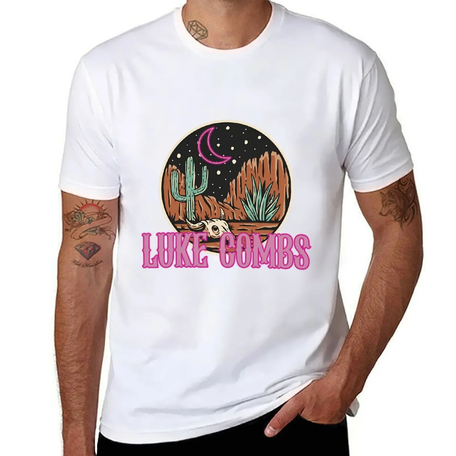 

Luke Combs Music Neon Country T-Shirt man t shirt cotton high quality man t shirts for men casual T-Shirt