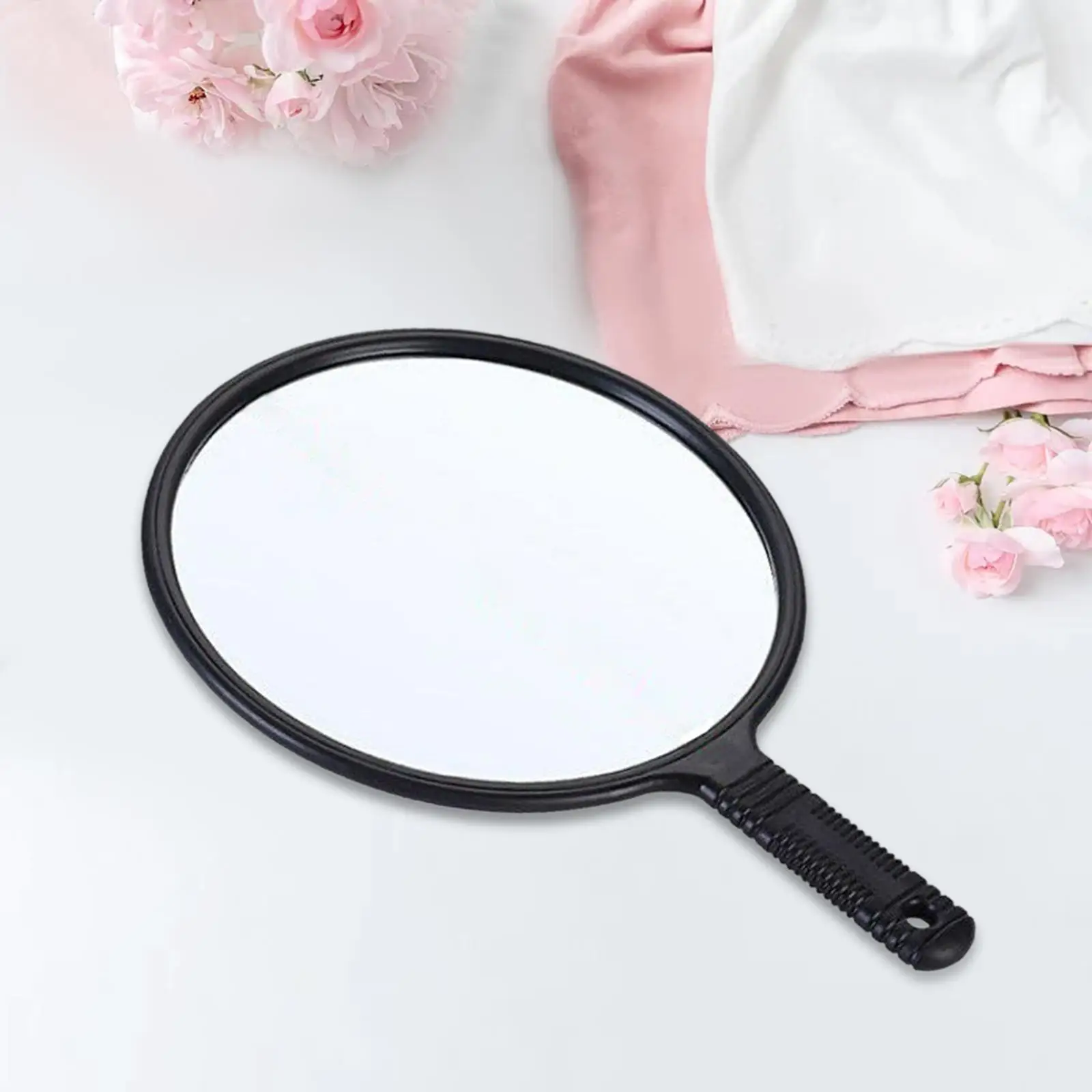 Large Hand Mirror with Handle Portable Round Handheld Mirror Makeup Mirror for Hair Cutting Hair Stylist Professional Salon