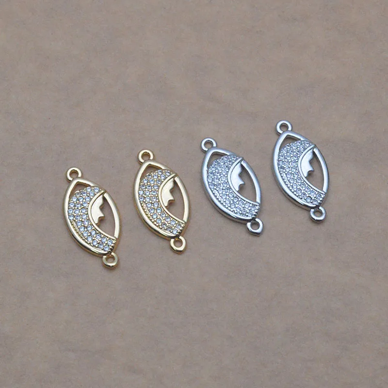 

10pcs/lot Handmade Micro Pave Zircon 18K Gold Plated Eye Shape Virgin Mary Connector Accessories for DIY Jewelry Making