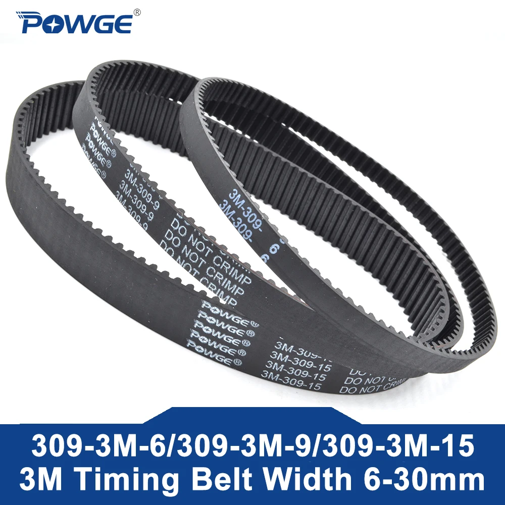 

POWGE Shredder HTD 3M Synchronous Timing belt 309-3M-9 Pitch length 309mm width 6/9/15/20/25mm Teeth 103 Rubber HTD3M closed