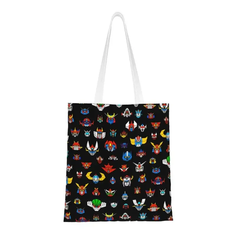 

Cute Printed Ufo Robot Logo Shopping Tote Bag Washable Canvas Shoulder Shopper Goldorak Grendizer Z Handbag