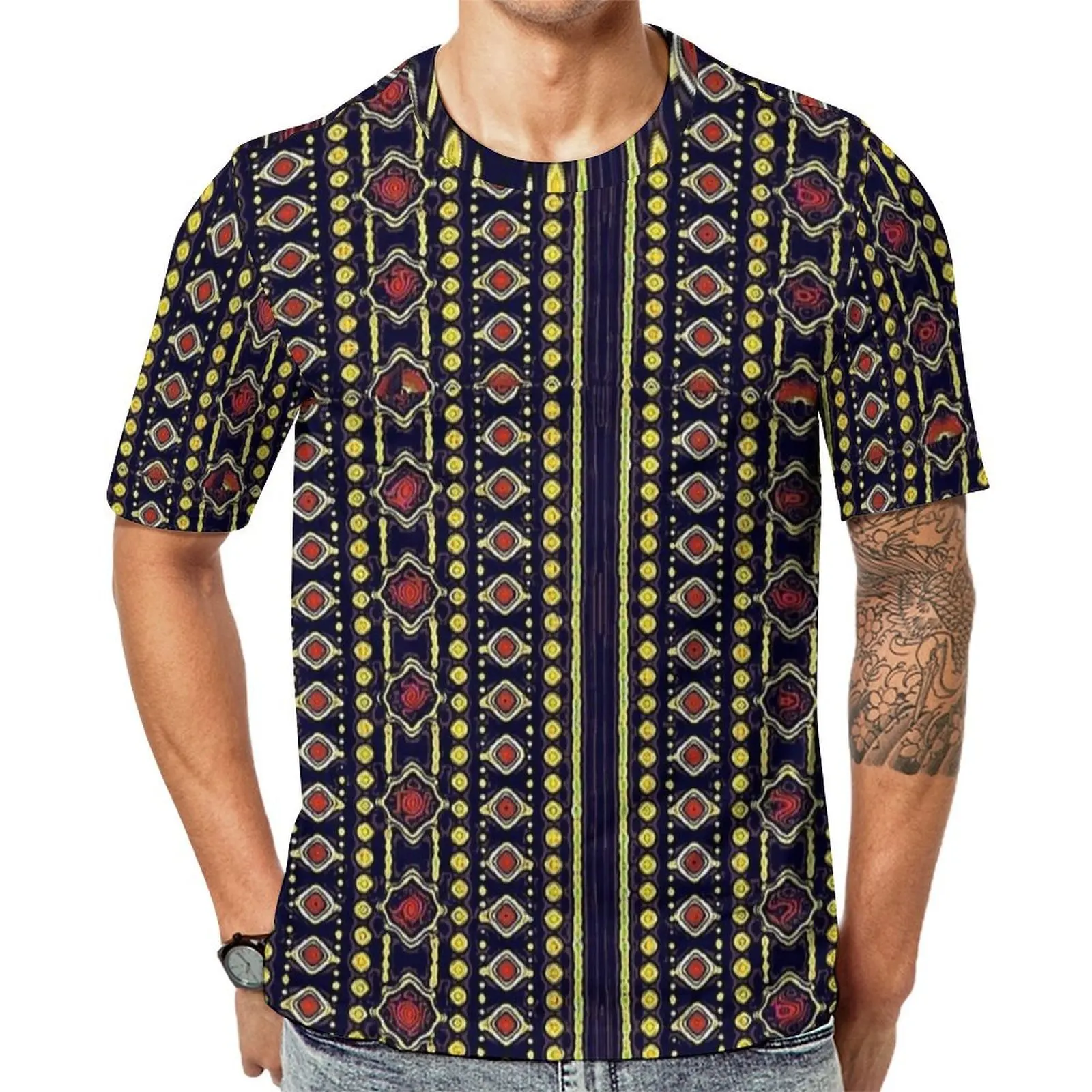 African Design Tribal Geometric Art T Shirt Vintage T-Shirts Couple Funny Tshirt Beach Short Sleeve Design Tops Plus Size 5XL
