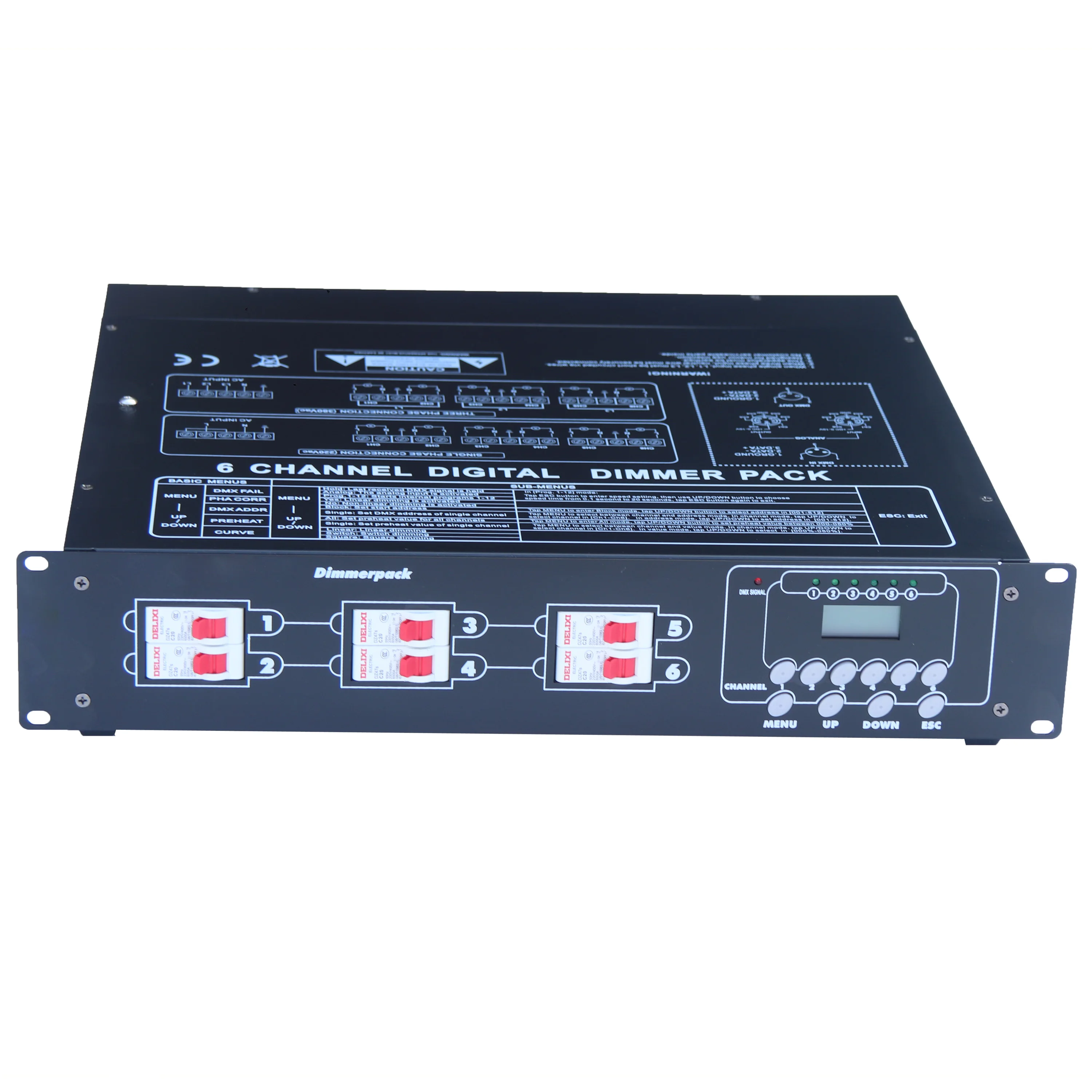 6 Channel 3KW Digital Dimmer Switch Pack Digital Led Display DMX 512 Console Stage Lighting Controller