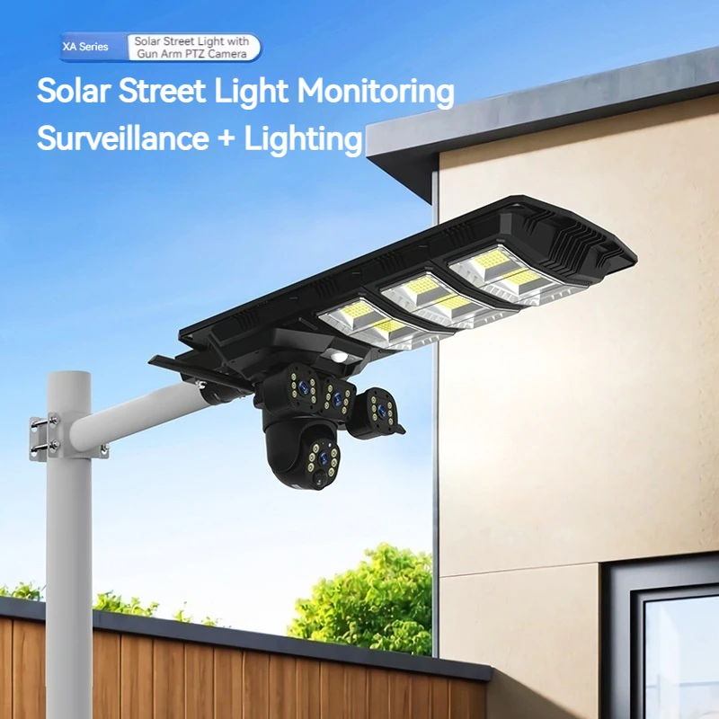 Solar Powered Security Camera with LED Street Light 360° Wireless Outdoor CCTV Camera Night Vision