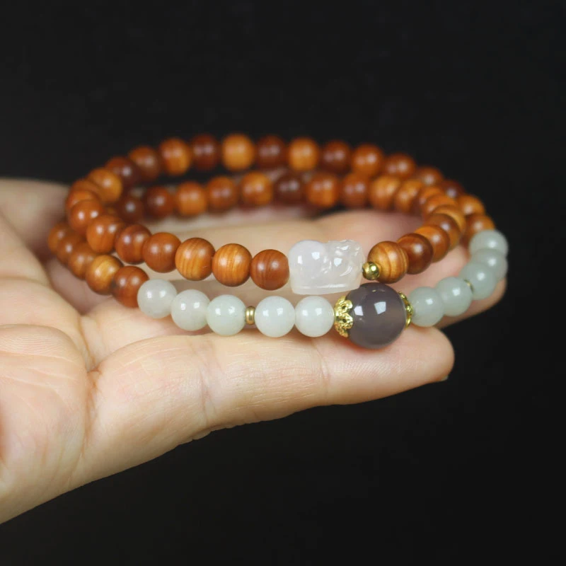 

Буддийские молитвенные четки из старого кипарисового дерева с высоким содержанием масла, 6 мм, с двойным кольцом, в стиле Пи Сю, простой браслет, культурный артефакт.