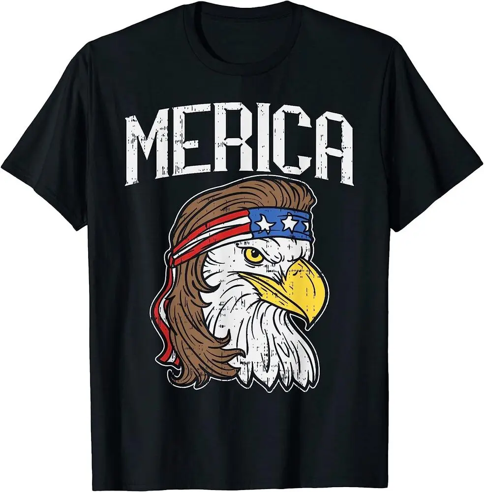 Merica Eagle Mullet 4th July Redneck Patriot T-Shirt   Tees High Quality 100%Cotton Short Sleeve