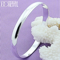 DOTEFFIL 925 Sterling Silver 8mm Smooth Bangle Bracelet For Woman Man Wedding Engagement Fashion Charm Party Jewelry