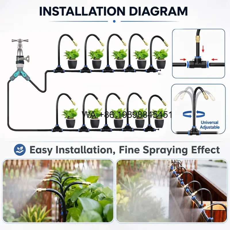 Wmwmnu 360 Adjustable Drip Irrigation System Kit Garden Automatic Watering System with Bendable Nozzles for Plants Lawn