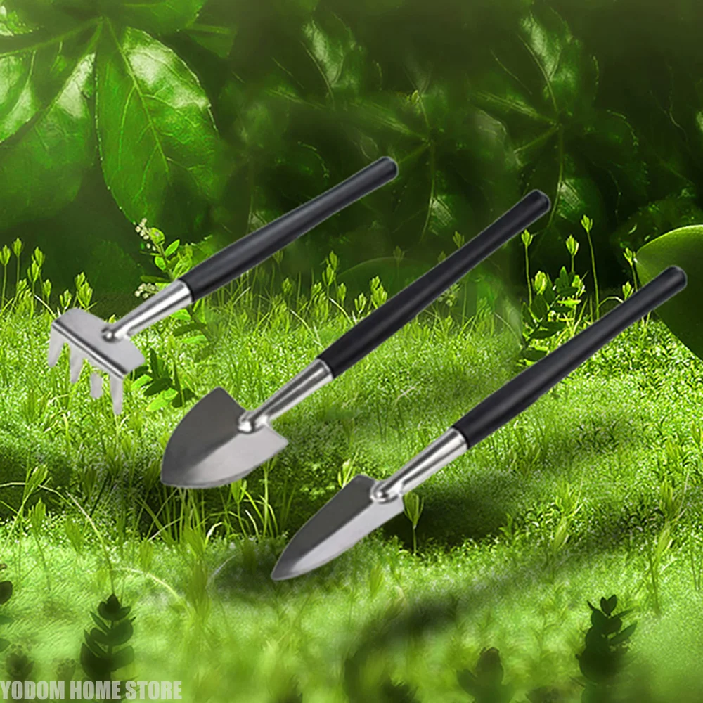 3pcs/set Garden Tool Set Rake Tip Shovel Large Gardening Mini Succulent Plant Loose Soil Flower Shovel, Aluminum Alloy Gardenin