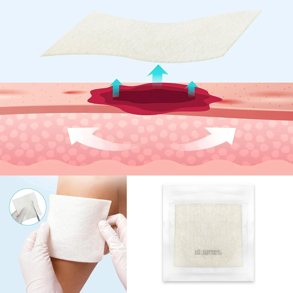 

1pc Sterile 4"x4" Calcium Alginate Wound Dressing Soft and Absorbent Dressing Gauze, Non Stick Pads Protector Cover Sticker Pad