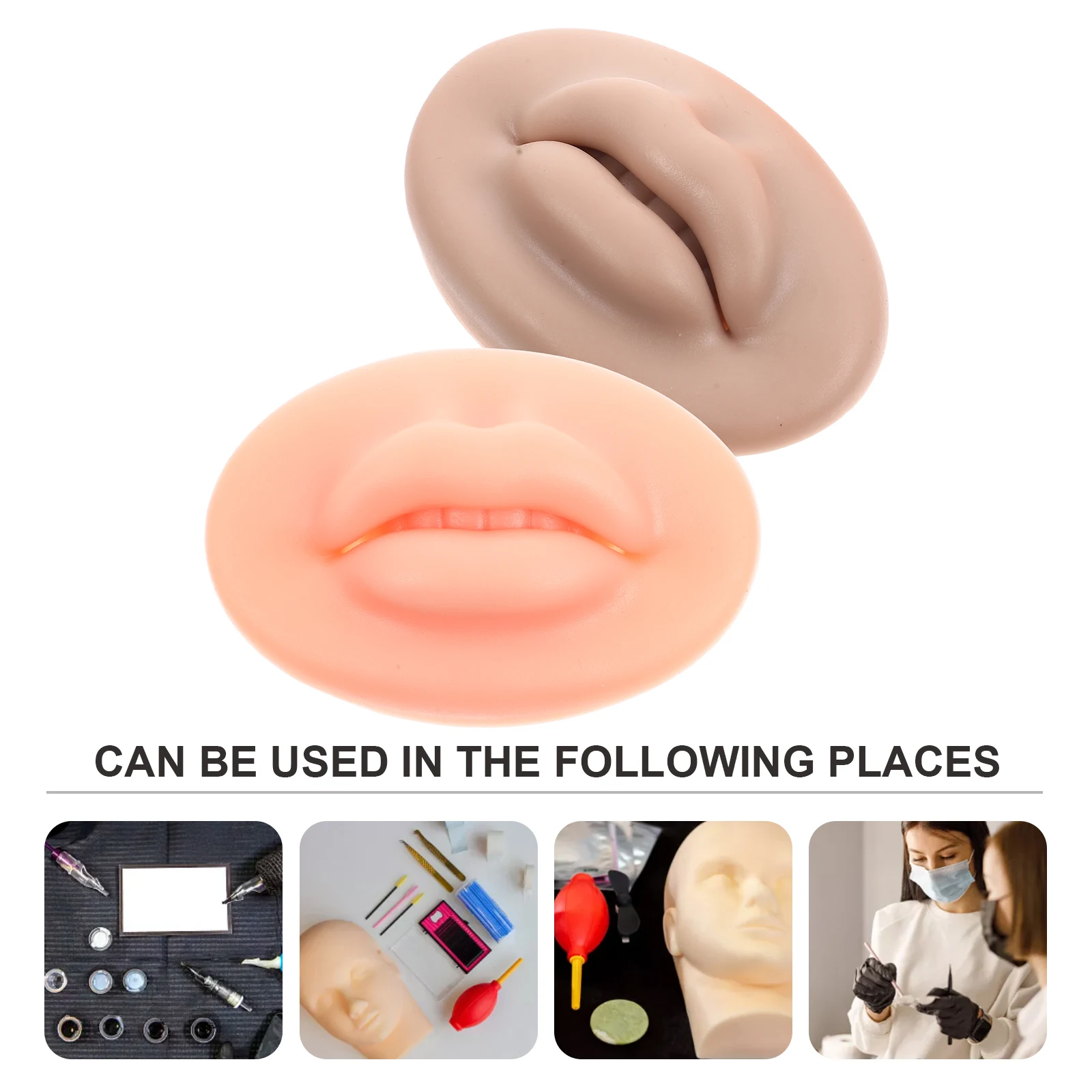 

2pcs 3D Silicone Practice Elastic Tattoos Training Skin Double-Sided Fake Lip Tattooing Accessories Portable Artificial Lip
