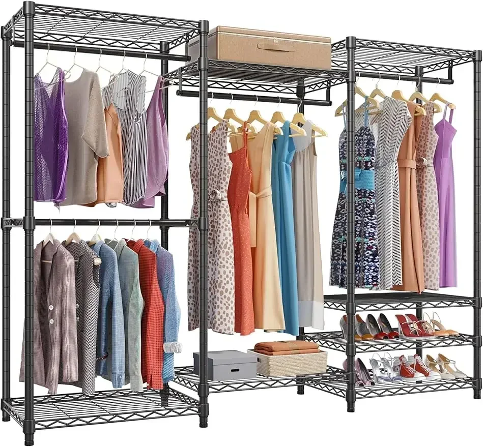 

VIPEK V5 Portable Closet Wardrobe Heavy Duty Clothes Rack, Freestanding Clothing Rack with 4 Hang Rods & 8 Shelves, Adjustable