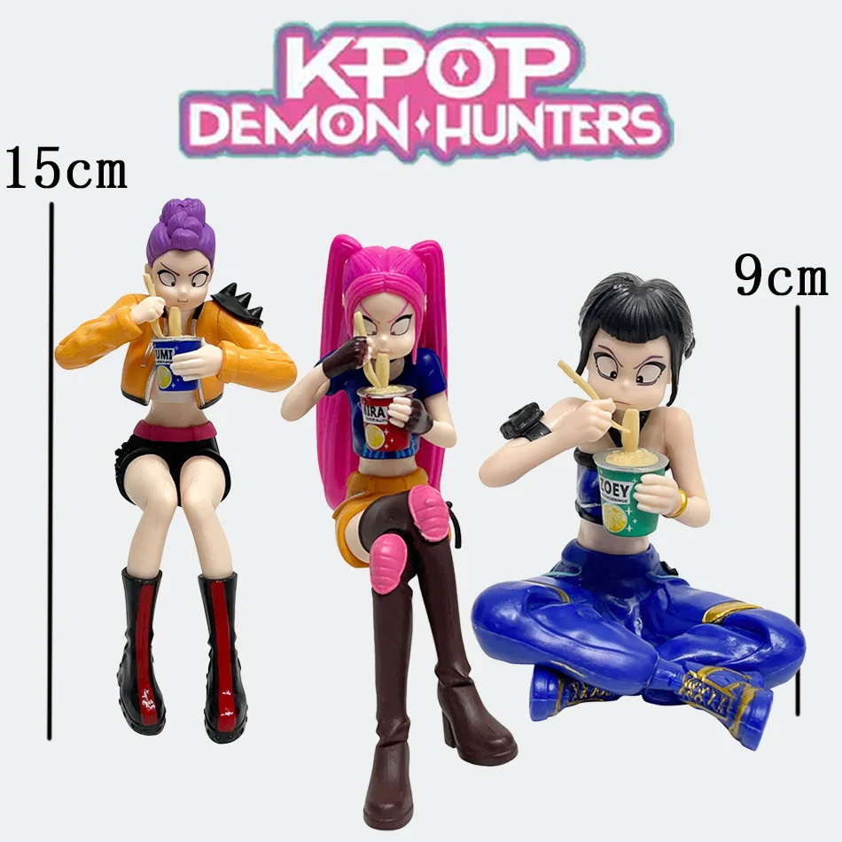 

NEW Anime Kpop Demon Hunters Action Figure Sitting and eating instant noodles stage Doll Toys Rumi Mira Zoey PVC Toy Girl gift
