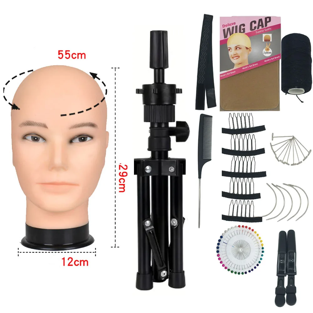 Mannequin Head With T-pin Wig Cap Tripod For Women Making Wig Hat Glasses Mask Display Cosmetology Manikin Head Makeup Practice