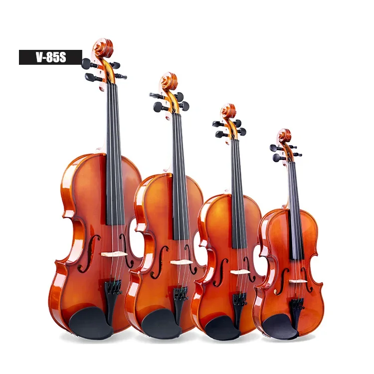 Wholesale 1/4 2/4 3/4 4/4 Solid Spurce Top Upgrade Level High-gloss MA Color V-85S Violin With Complete Accessories