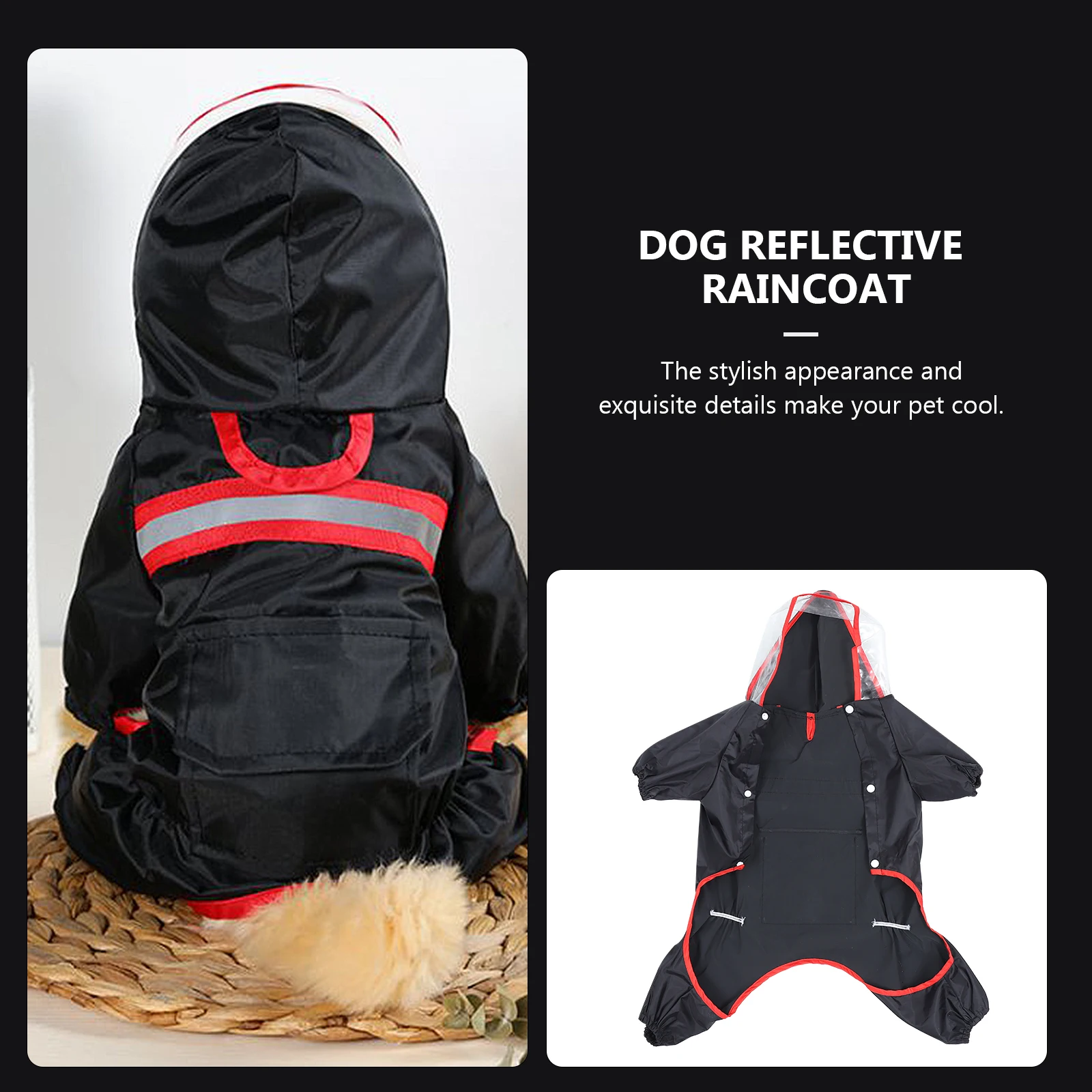 

Dog Raincoats Pet Raincoat Waterproof Coats Reflective Strip Outdoor Rainwear Clothes Lightweight Fabric Dry Warm Snowy Days