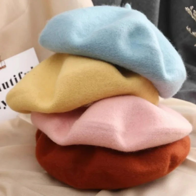 Winter Cold-proof Beret Women Wool Blend Soft Warm Berets Girls Comfortable Multi Color Warm Hat Cold Autumn Large Thermal Cap