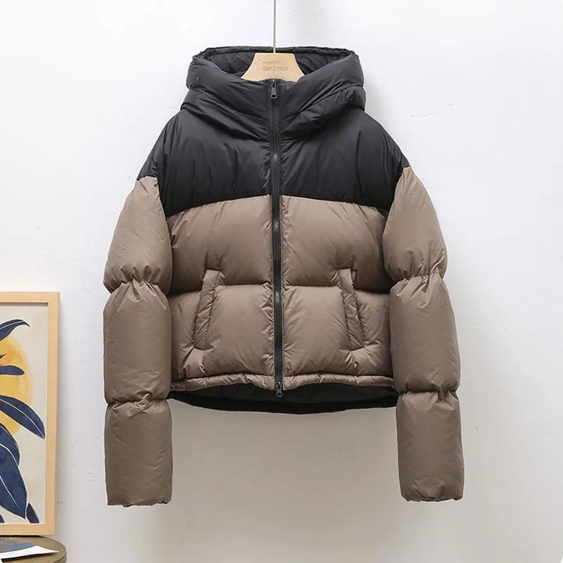 SEDUTMO Winter Duck Down Jackets Women Patchwork Warm Hooded Coat Autumn Casual Quilted Thick Short Pocket Parkas ED2108