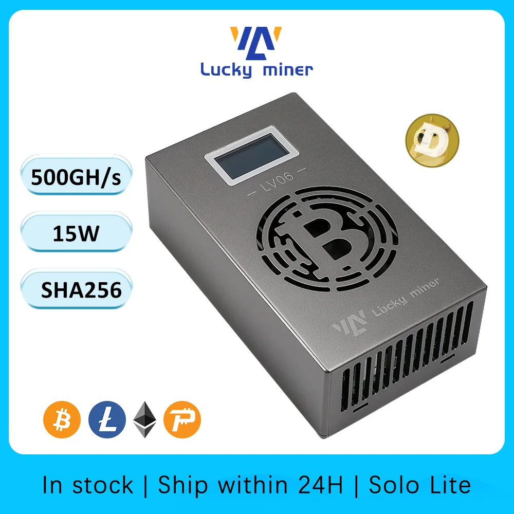 

Lucky Miner LV06 500GH/S с чипом BM1366 Asic Silent Bitcoin Solo Mini Miner Поддержка монет Sha256 BTC BCH BSV DGB