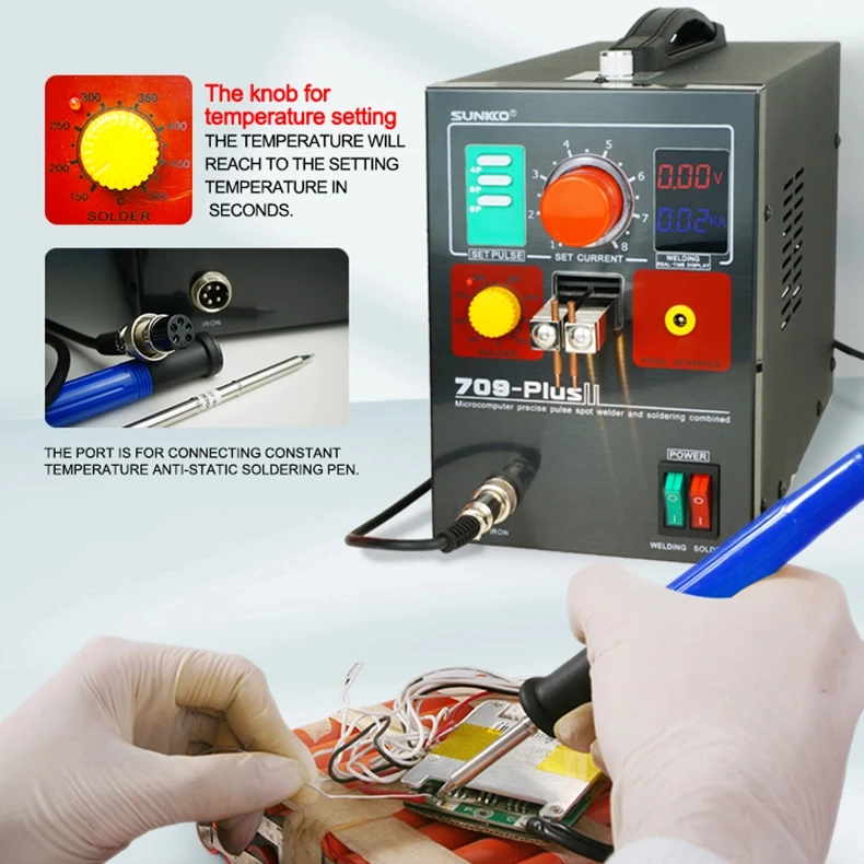 

SUNKKO 709 Plus 4.3kw Electric Spot Welder with Remote Pen Soldering Iron for Battery Pack & Repair Devices