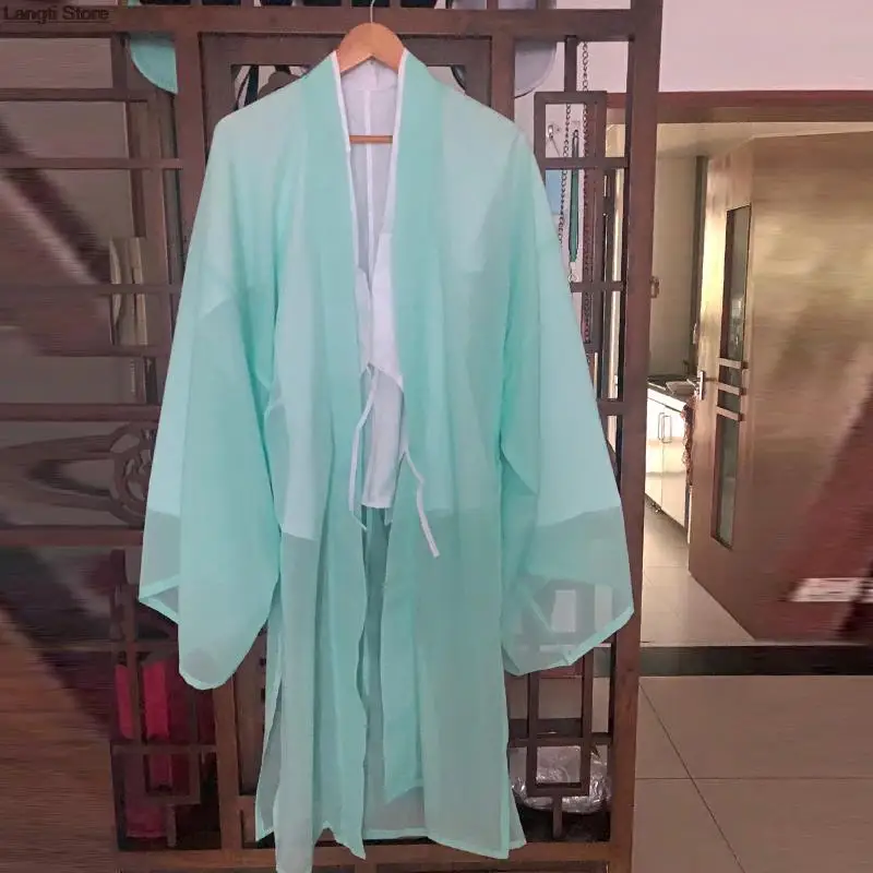 

Ancient Chinese Hanfu Fairy Thin Tulle Cardigan Wide Sleeved Coat Classical Dance Costume Stage Performance Coat Hanbok