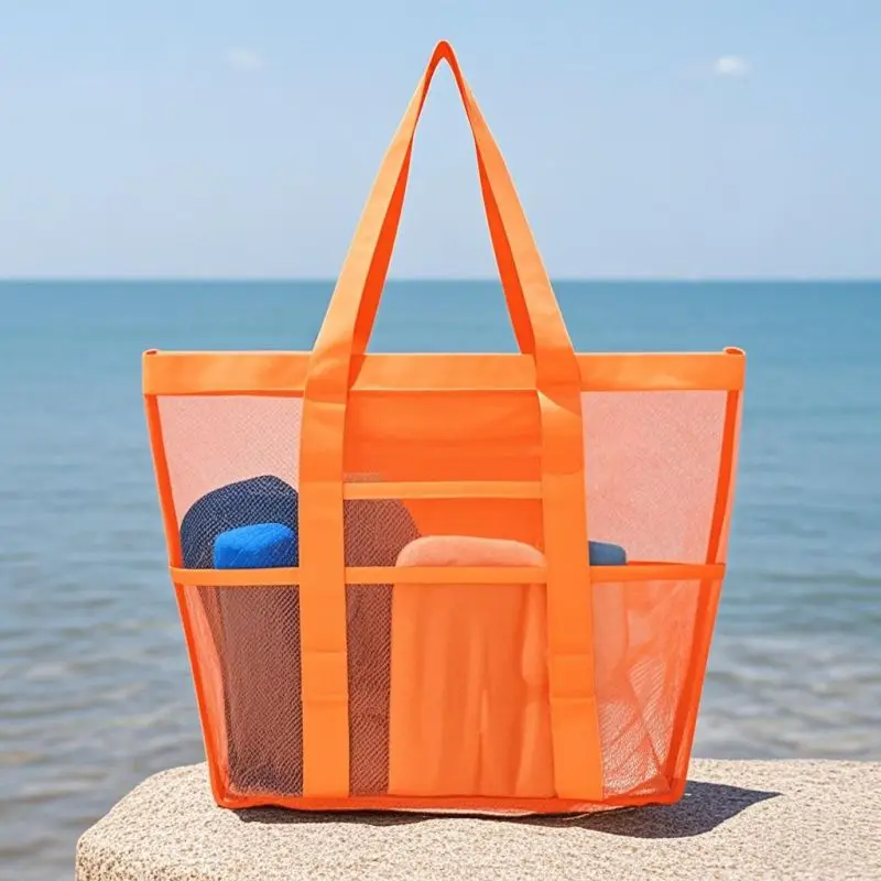 شبكة حقيبة شاطئية أكياس التخييم ساندبروف كبيرة حمل حقيبة لحمام السباحة تسرب واقية سستة جيب المرأة عطلة أساسيات الشاطئ الملحقات