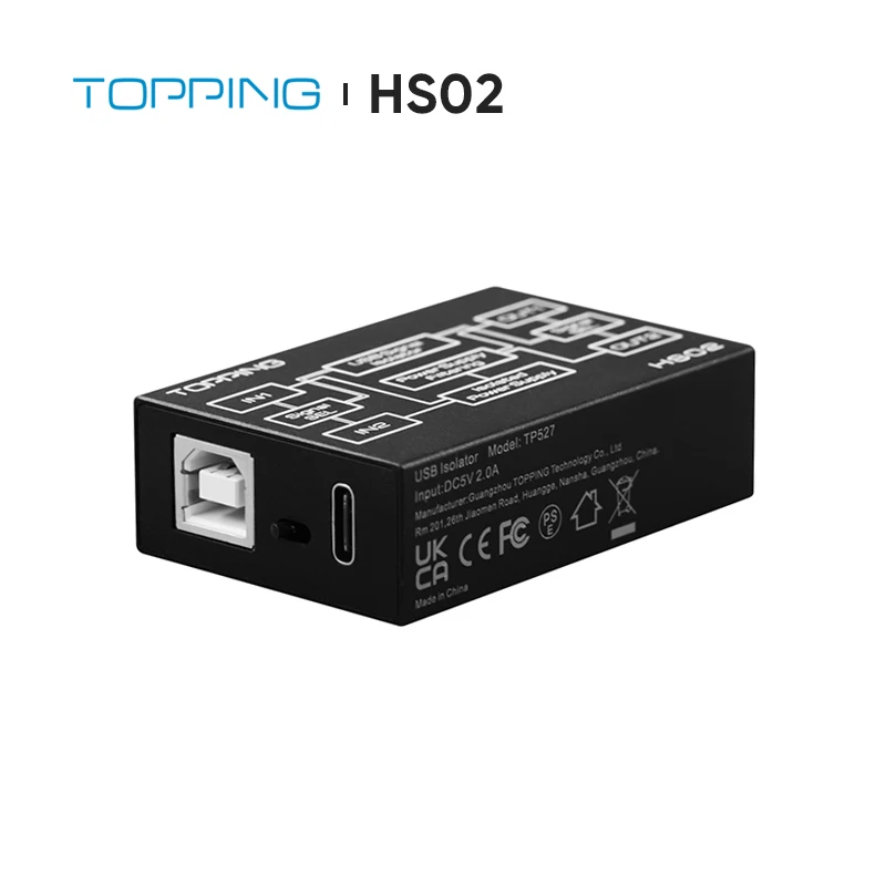 TOPPING HS02 USB 2.0 High Performance AUDIO ISOLATOR Type C input 1500KVRMS PCM32bit/768kHz DSD512 Native 0.073Ultra Low Latency