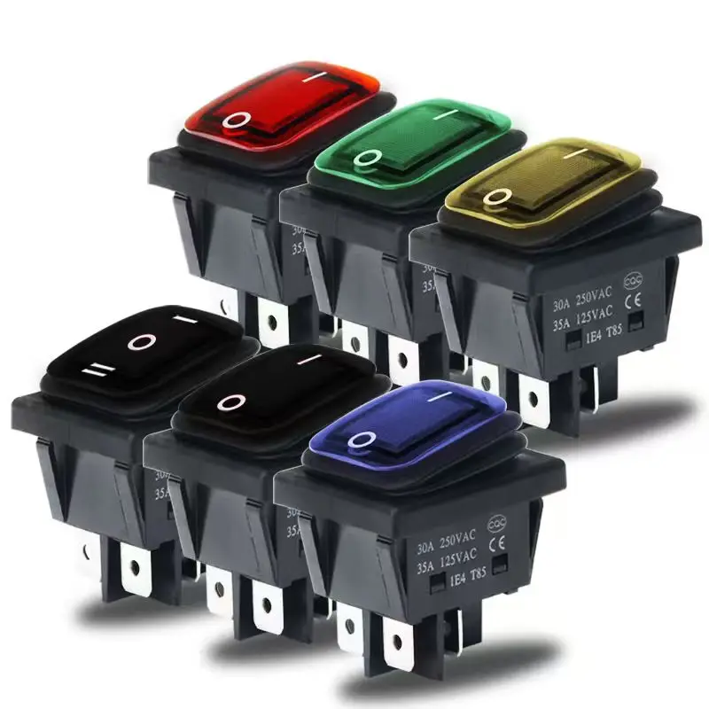 EIN AUS KCD4 wasserdichter und ölbeständiger Schalter, vier Fuß, 2 Dateien, rot, grün, mit Lichtern, sechs Fuß Wippschalter, LED, 12 V, 220 V
