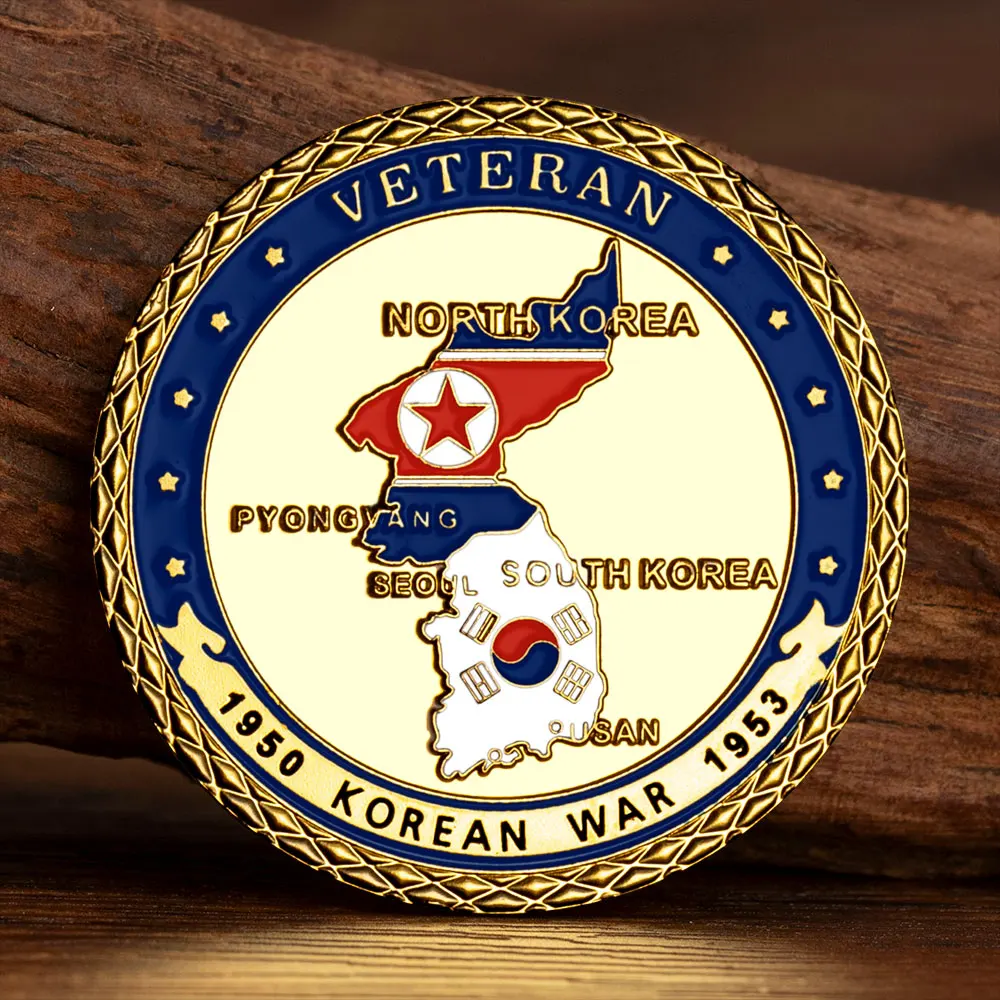 The Korean War 38th Parallel Gold Plated Souvenir Coin Honor Our Real Heroes Forever Veteran Commemorative Coins