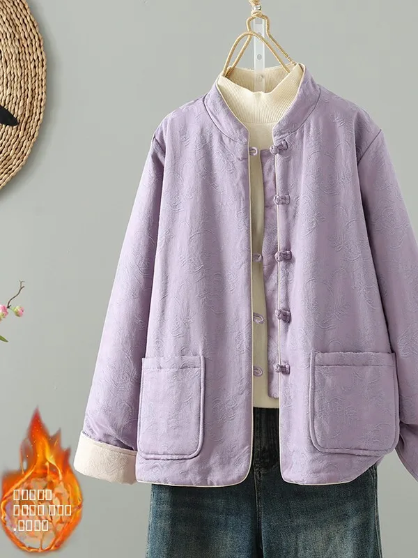 ملابس على الوجهين فضفاضة تناسب الوقوف طوق القطن Jaet الخريف الشتاء Sle الرجعية التطريز الصينية الجديدة العرقية Sle المرأة...