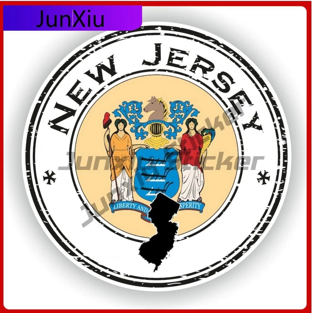 

New Jersey Funny Motorcycle Fade Resistant Sticker Accessory Seal Unique Door Resistant Decoration UV Round Emblem Trendy Anime