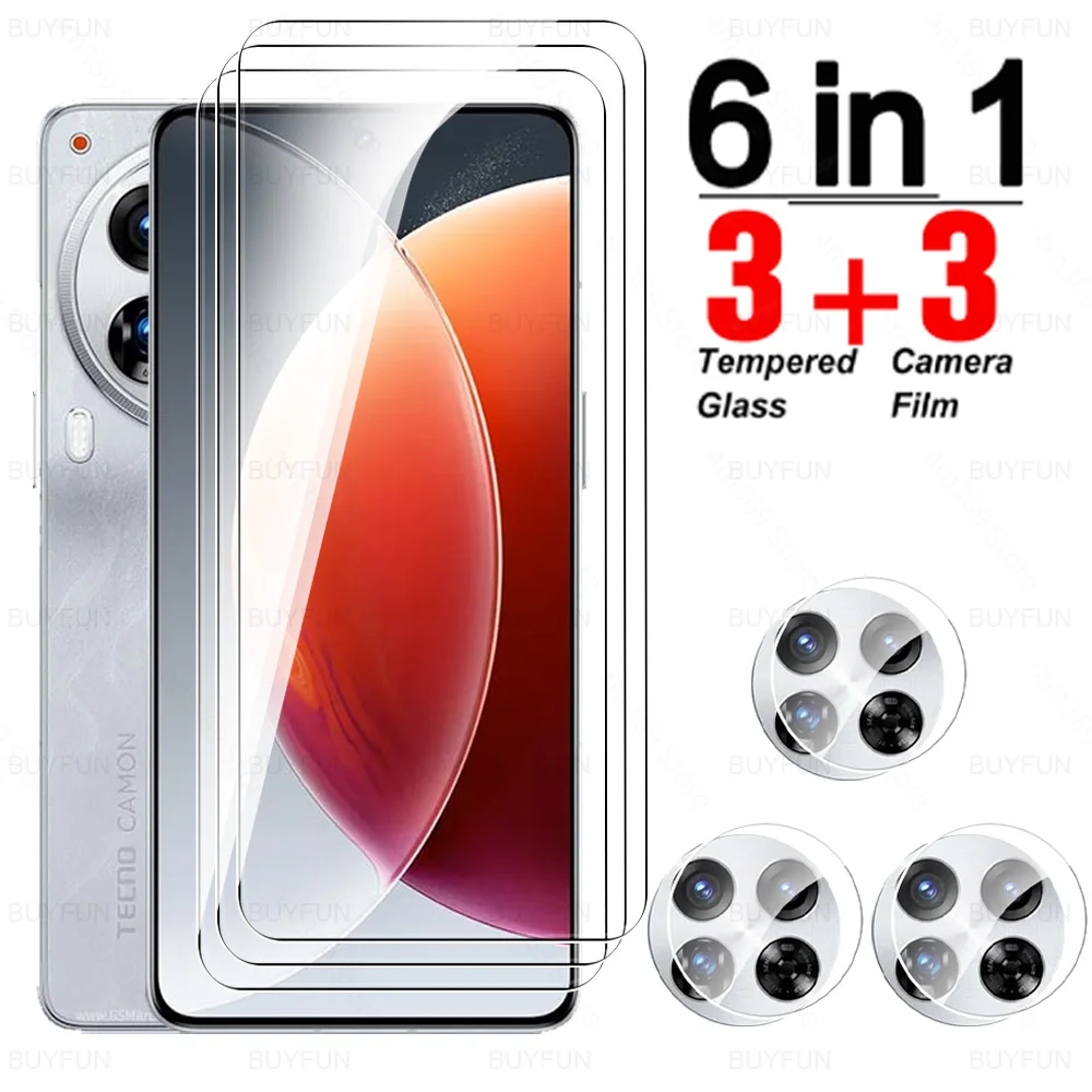 6in1 Tempered Glass For Tecno Camon 30 Premier Screen Protector Cover Lens Film Camon30 Pro 30Premier 30Pro 5G TecnoCamon30 4G